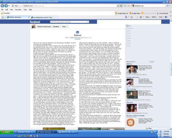 screen cap of Lori Ensign-Scroggins' retirement speech posted on FB page March 3, 2013